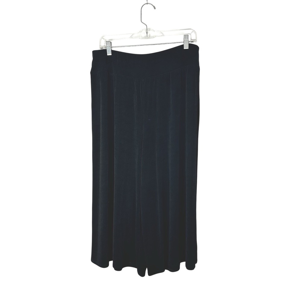 Vikki‎ Vi Slinky Knit Pull On Wide Leg Pants Women's Size 1X Black Stretch Crop